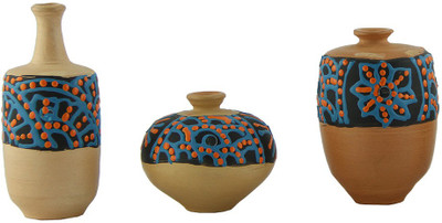 

eKolhapuri Terracotta Vase(7.6 inch, Multicolor)