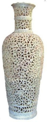 

Pooja Creation Stoneware Vase(12 inch, White)