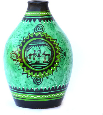 

Art Godaam Hand painted vase Terracotta Vase(9 inch, Multicolor)