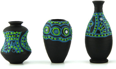 

eKolhapuri Terracotta Vase(2.5 inch, Black)