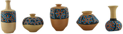 

eKolhapuri Terracotta Vase(3 inch, Multicolor)