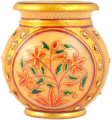 

Chitra Handicraft marble lotta Stoneware Vase(4 inch, Multicolor)