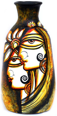 

Art Godaam Hand painted Terracotta Vase(10 inch, Orange)