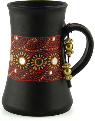 

eKolhapuri Terracotta Vase(5.5 inch, Black)