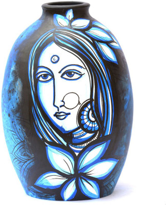 

Art Godaam Hand painted Terracotta Vase(9 inch, Multicolor)