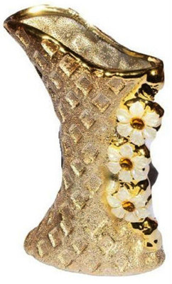 

Ahana Creations Golden Ceramic Vase(5 inch, Gold)