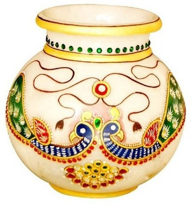 

Shreeng Peacock Design Marble Lota Gold Plated Vase(5 inch, Multicolor)