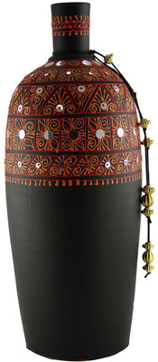

eKolhapuri Terracotta Vase(8.5 inch, Black)