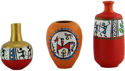 

eKolhapuri Terracotta Vase(2 inch, Multicolor)