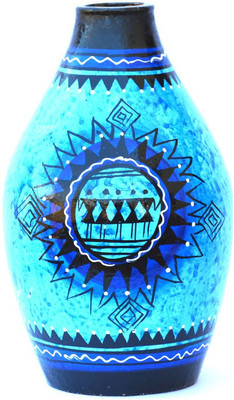 

Art Godaam Hand painted vase Terracotta Vase(9 inch, Blue)