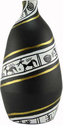 

eKolhapuri Terracotta Vase(9 inch, Black)