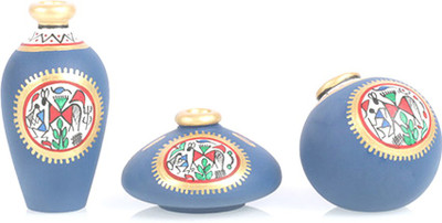 

VarEesha Terracotta Vase(5 inch, Blue)