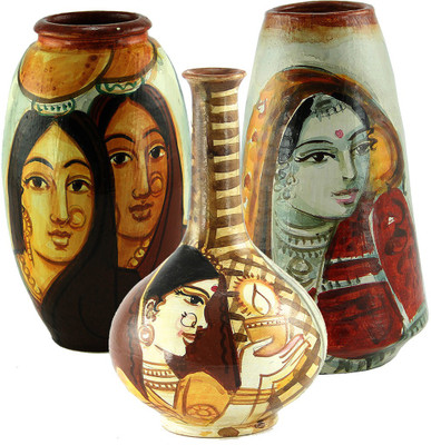 

eKolhapuri Terracotta Vase(5 inch, Multicolor)