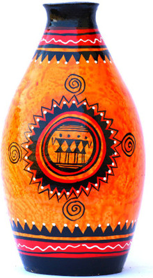 

Art Godaam Hand painted vase Terracotta Vase(9 inch, Multicolor)