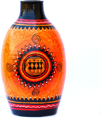 

Art Godaam Hand painted vase Terracotta Vase(9 inch, Multicolor)