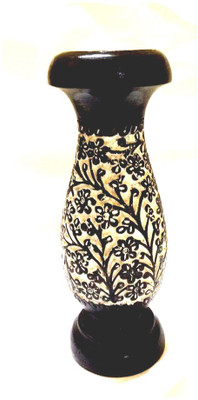 

Alishba Wooden Vase(12 inch, Black, White)