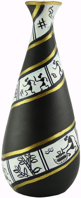 

eKolhapuri Terracotta Vase(9 inch, Black)