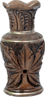 

Craft Trade Handmade Brown Wooden Floral Vase Wooden Vase(4 inch, Brown)