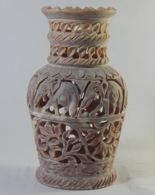 

Mahaveer Creation Stoneware Vase(6 inch, Copper)