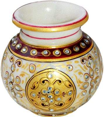 

Shreeng Kundan Work Marble Vase : Marble Flower Vases Gold Plated Vase(4 inch, Multicolor)