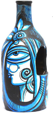 

Art Godaam Hand painted terracotta pot Terracotta Vase(10 inch, Blue)