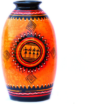 

Art Godaam Hand painted vase Terracotta Vase(9 inch, Multicolor)