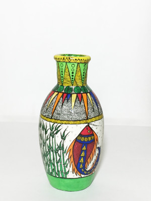 

U-arte GREEN FISH Terracotta Vase(6.49 inch, Multicolor)