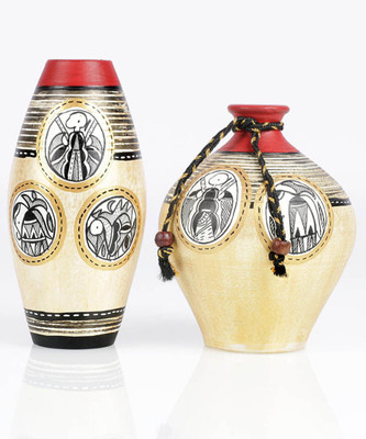 

VarEesha Terracotta Vase(11 inch, Gold)