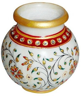 

Shreeng Elegant Marble Pot Gold Plated Vase(4 inch, Multicolor)