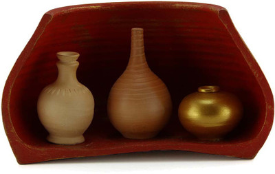 

eKolhapuri Terracotta Vase(9 inch, Brown)