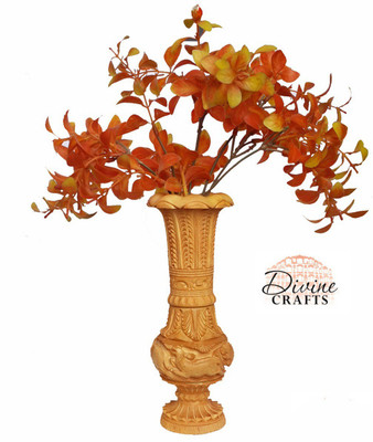 

DivineCrafts Fine Carved Flower Pot Wooden Vase(8 inch, Brown)