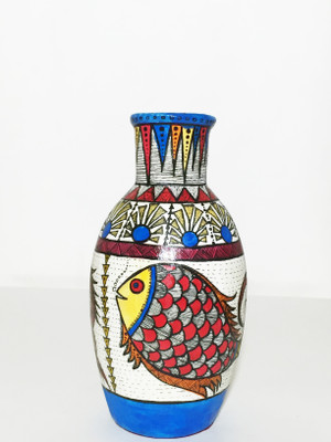 

U-arte FISH OF BLUE Terracotta Vase(6.1 inch, Multicolor)