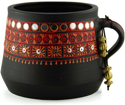 

eKolhapuri Terracotta Vase(4.92 inch, Black)
