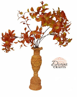 

DivineCrafts Carved Flower Pot Wooden Vase(8 inch, Brown)