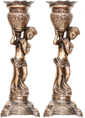 

Apkamart Handcrafted Set of 2 Corner cum Vase Cast Iron Vase(18.8 inch, Brown)