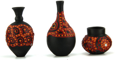 

eKolhapuri Terracotta Vase(3 inch, Black)
