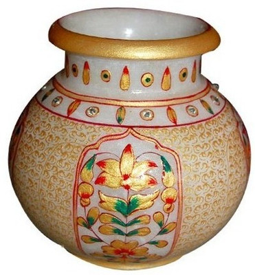 

Shreeng Golden Marble Lota Gold Plated Vase(5 inch, Multicolor)