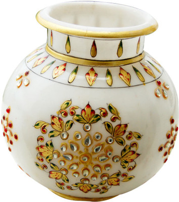 

Shreeng Embossed Gold Work Vase : Marble Flower Vases Gold Plated Vase(6 inch, Multicolor)