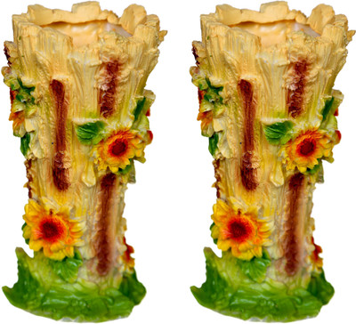 

Bgroovy Sunflower Design Earthenware, Polyresin Vase(7 inch, Multicolor)