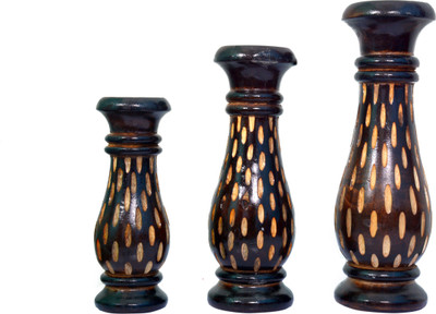 

Craft Trade Handmade Wooden Vase Set/Pot Set Wooden Vase(12 inch, Brown)