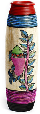 50% OFF on Aapno Rajasthan Hand Painted with Fish and Leaf Motifs Terracotta Vase(7 inch, Multicolor)