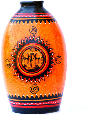 

Art Godaam Hand painted vase Terracotta Vase(9 inch, Multicolor)