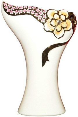 

White Gold Porcelain Vase(10 inch, Multicolor)