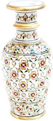 

Chitra Handicraft Gold Embossed Marble Flower Pot Stoneware Vase(9 inch, Multicolor)