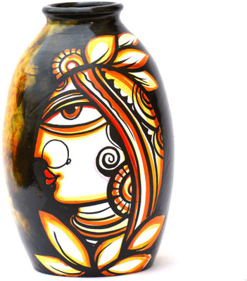 

Art Godaam Hand painted Terracotta Vase(9 inch, Multicolor)