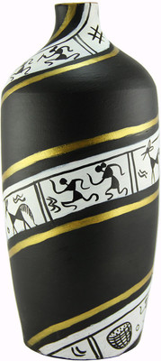 

eKolhapuri Terracotta Vase(9 inch, Black)