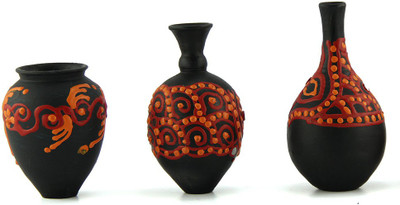 

eKolhapuri Terracotta Vase(3 inch, Black)