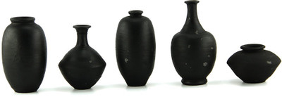 

eKolhapuri Terracotta Vase(5 inch, Black)