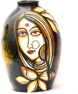 

Art Godaam Hand painted Terracotta Vase(9 inch, Multicolor)
