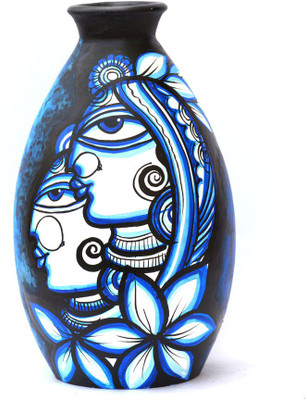 

Art Godaam Hand painted Terracotta Vase(9 inch, Multicolor)